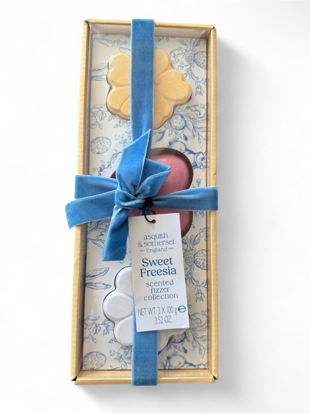 asquith & somerset Sweet Freesia Bath Fizzer Gift Set - Cream, Pink, Gold